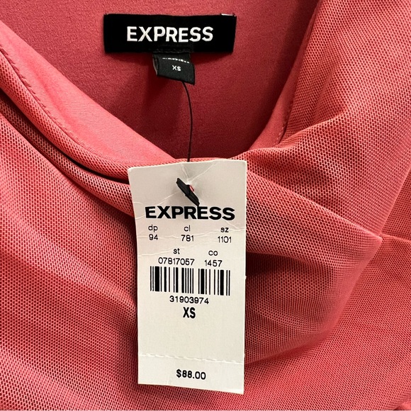 NWT EXPRESS Ruched Sweartheart Neck Mini Dress-Coral - Picture 5 of 6